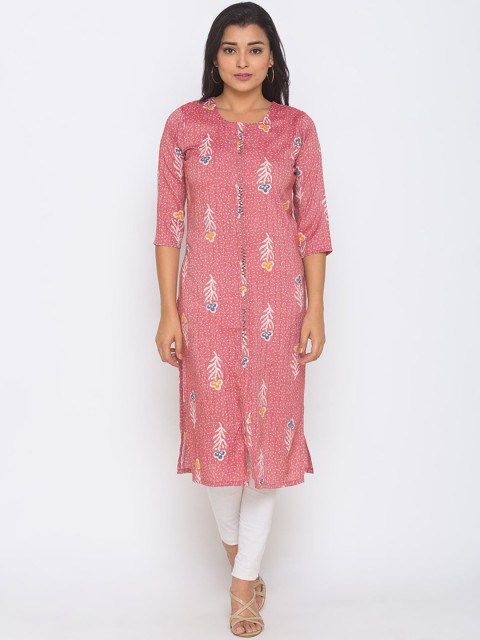 

ZOLA Women Pink Ethnic Motifs Printed Keyhole Neck Flared Sleeves Kurta