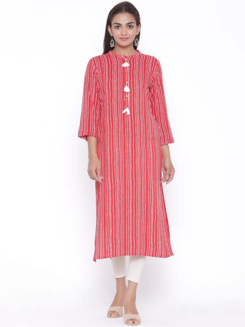 

ZOLA Women Red & White Striped Kurta