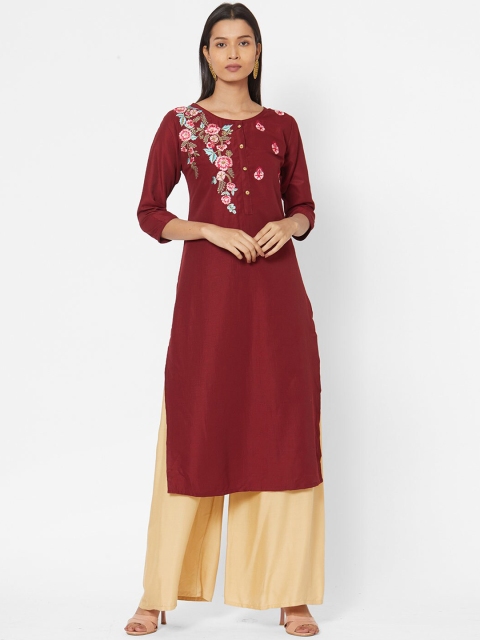 

ZOLA Women Red Floral Embroidered Thread Work Kurta