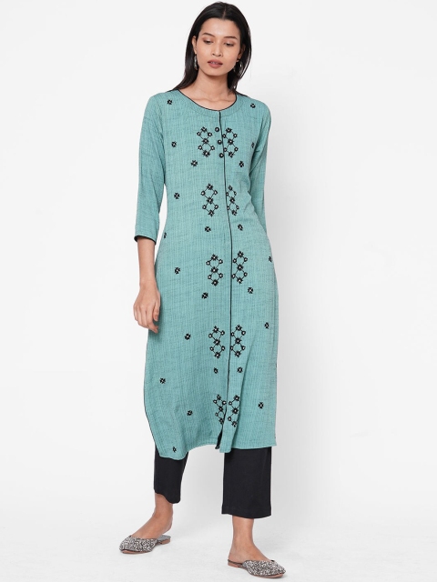 

ZOLA Women Blue Floral Embroidered Kurta