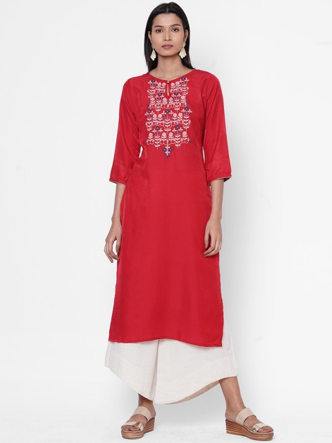 

ZOLA Women Red Floral Embroidered Thread Work Kurta