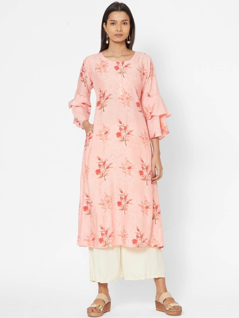 

ZOLA Women Pink Floral Printed Flared Sleeves Kurta