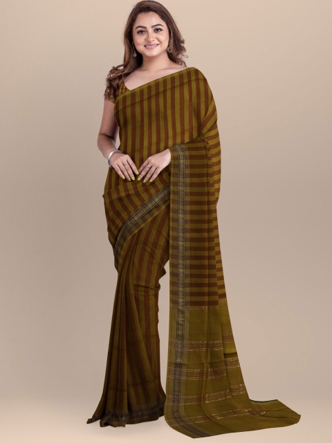 

APCO Olive Green & Brown Woven Design Pure Cotton Saree