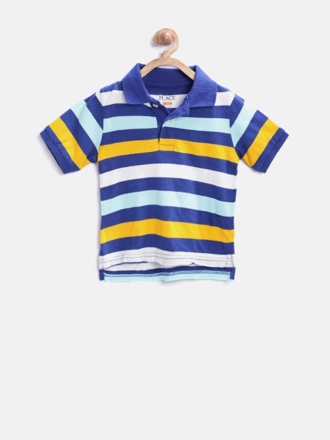 

The Childrens Place Boys Blue Striped Polo T-Shirt