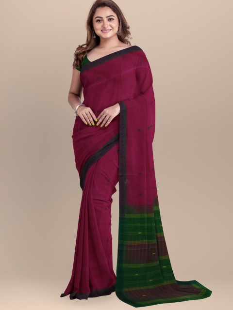 

APCO Burgundy & Green Woven Design Pure Cotton Saree