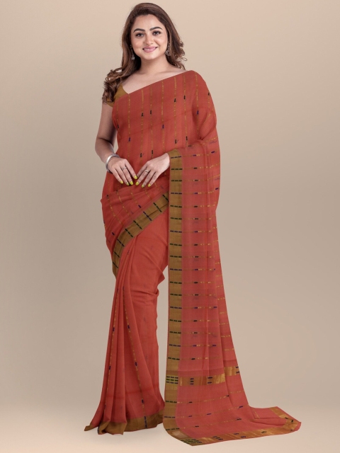 

APCO Rust Woven Design Zari Pure Cotton Saree