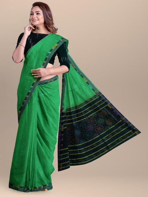 

APCO Green & Black Woven Design Zari Pure Cotton Saree