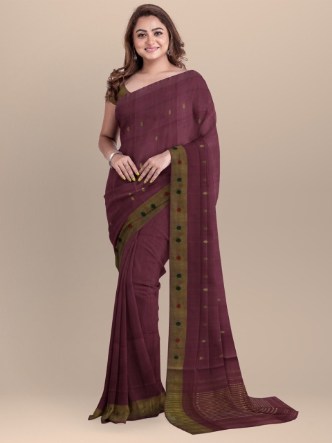 

APCO Burgundy Woven Design Zari Pure Cotton Saree