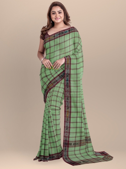 

APCO Green & Brown Checked Pure Cotton Saree