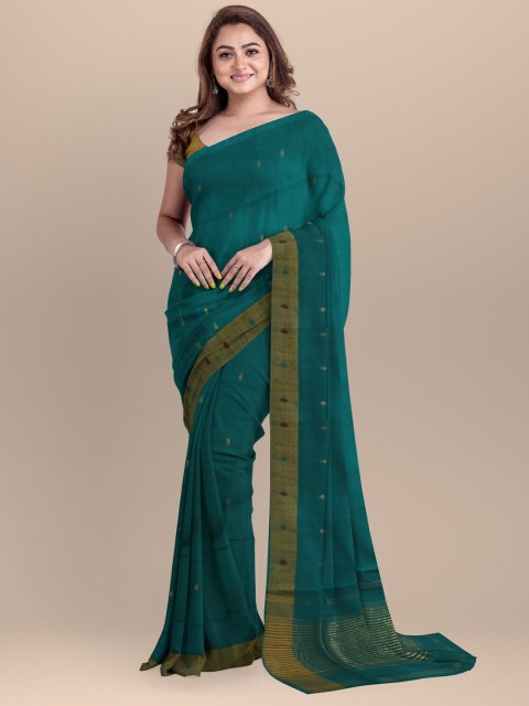 

APCO Green Woven Design Zari Pure Cotton Saree