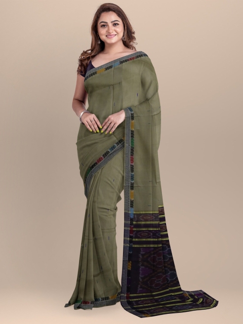 

APCO Green & Maroon Woven Design Zari Pure Cotton Saree