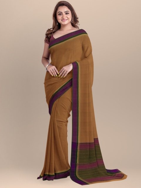 

APCO Brown & Green Woven Design Zari Pure Cotton Saree
