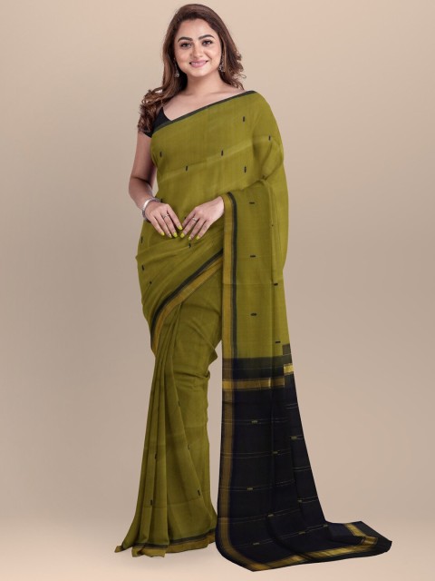 

APCO Green & Black Woven Design Zari Pure Cotton Saree