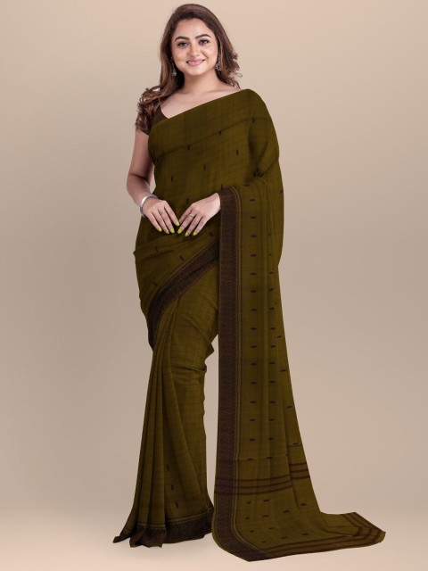 

APCO Olive Green & Brown Woven Design Pure Cotton Saree