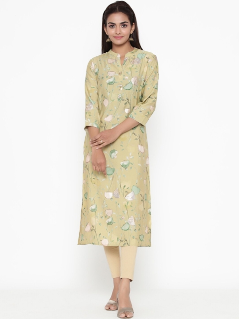 

ZOLA Women Green & Pink Floral Printed Kurta