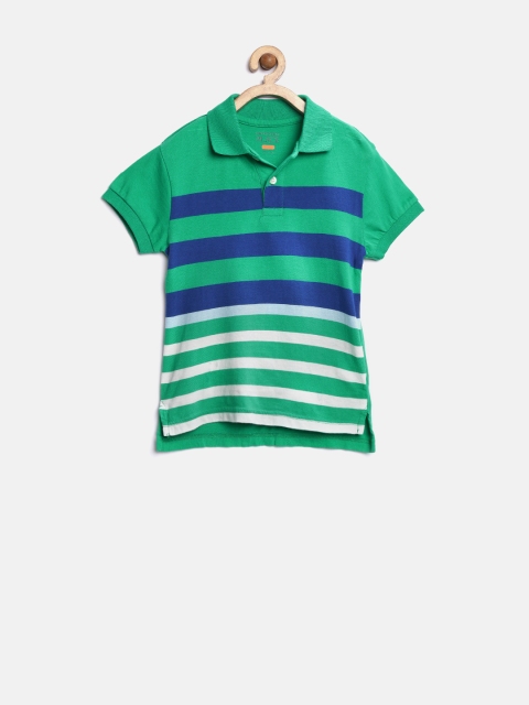 

The Childrens Place Boys Green Striped Polo T-shirt