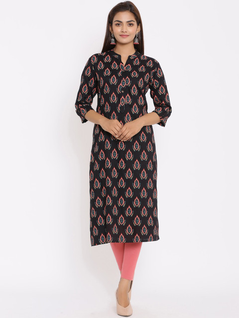 

ZOLA Women Black & Pink Ethnic Motifs Printed Kurta