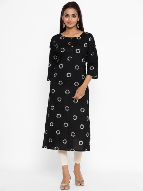 

ZOLA Women Black & White Geometric Printed Kurta
