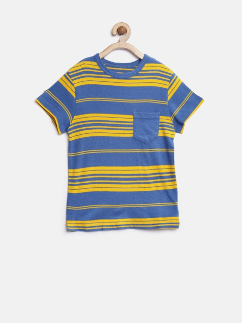 

The Childrens Place Boys Blue Striped Round Neck T-shirt