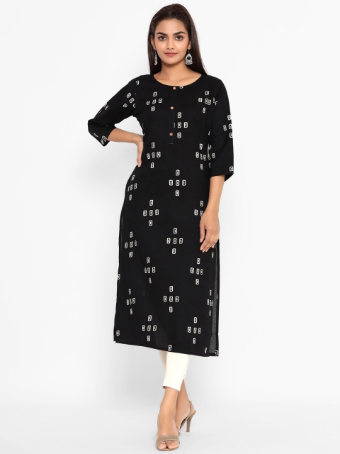 

ZOLA Women Black & White Geometric Printed Kurta