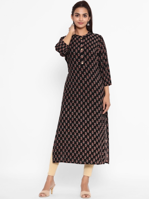 

ZOLA Women Black & Maroon Ethnic Motifs Printed Kurta