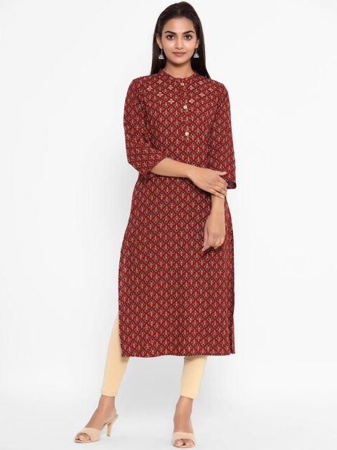 

ZOLA Women Maroon & Black Floral Printed Kurta