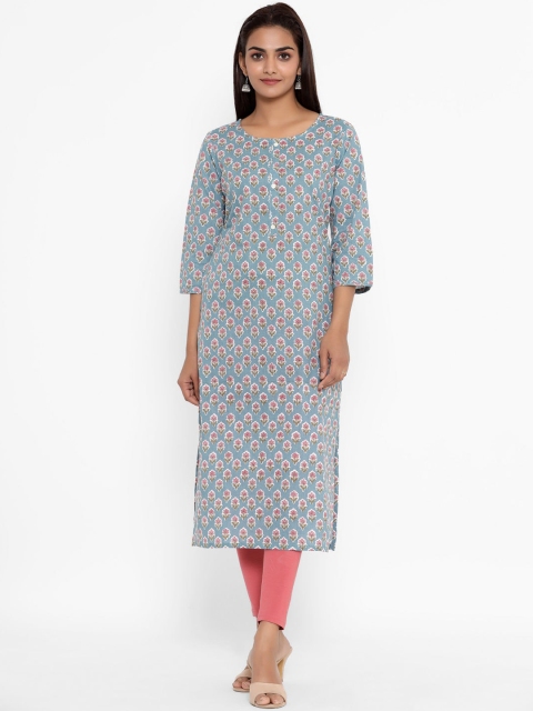 

ZOLA Women Blue & Pink Floral Printed Kurta