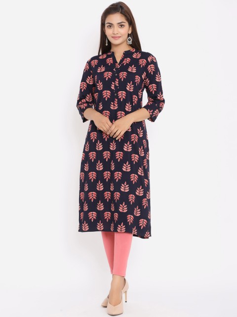 

ZOLA Women Navy Blue Floral Printed Kurta
