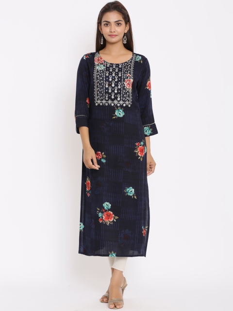 

ZOLA Women Navy Blue Floral Printed Kurta