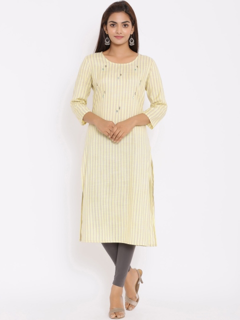 

ZOLA Women Yellow Striped Kurta