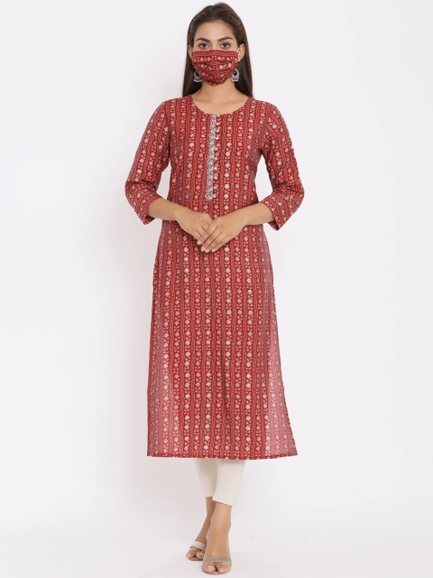 

ZOLA Women Maroon Floral Kurta