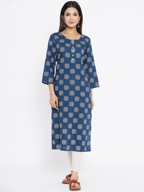 

ZOLA Women Blue Geometric Printed Kurta