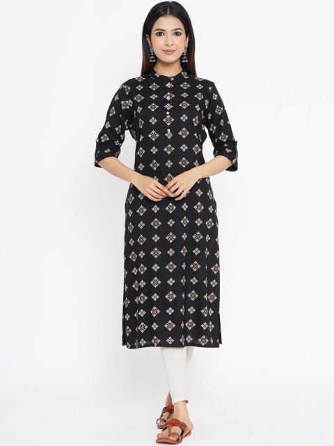 

ZOLA Women Navy Blue Geometric Printed Kurta