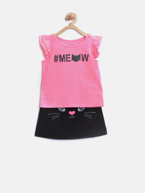

The Childrens Place Girls Pink & Black Printed Clothing Set