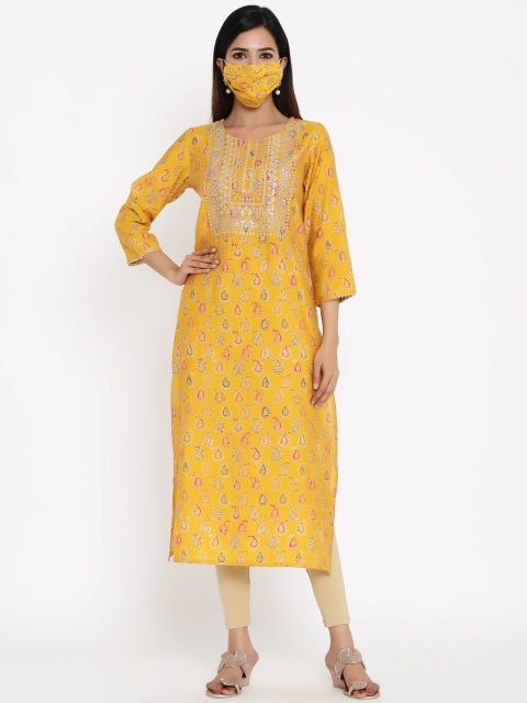 

ZOLA Women Yellow Paisley Printed Kurta