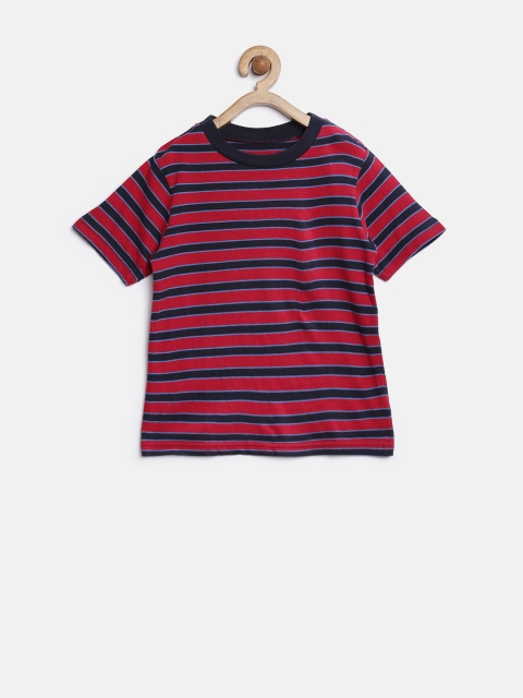 

The Childrens Place Boys Red Striped Round Neck T-shirt