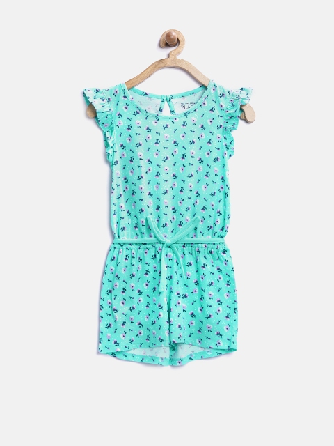 

The Childrens Place Girls Sea Green Floral Print Playsuit