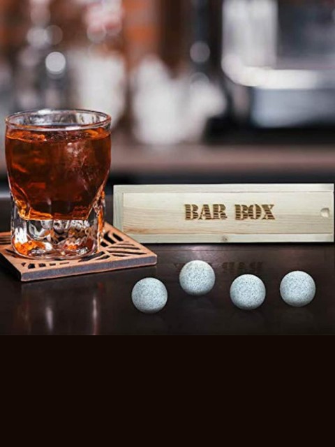 

BAR BOX Set Of 5 White Solid Granite Beverage Chilling Stones