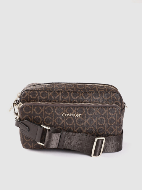 

Calvin Klein Brown & Beige Brand Logo Print Sling Bag