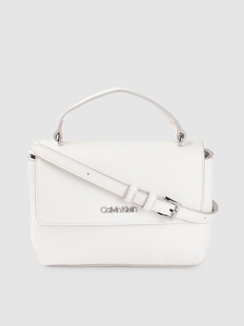 

Calvin Klein White Solid Satchel