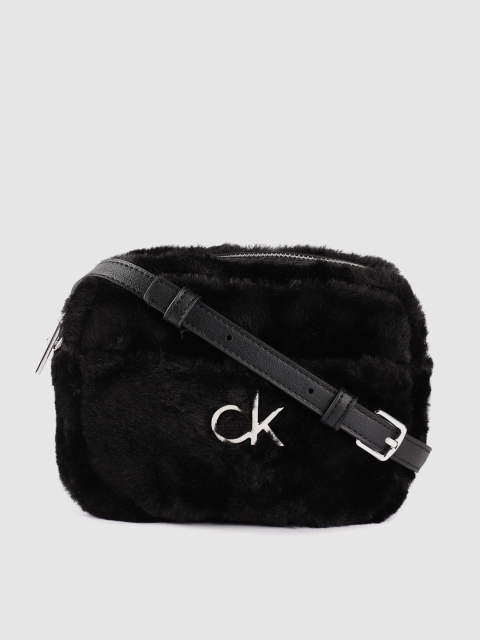 

Calvin Klein Black Faux Fur Sling Bag