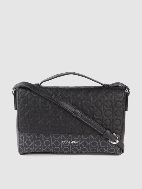 

Calvin Klein Black Brand Logo Printed Structured Satchel