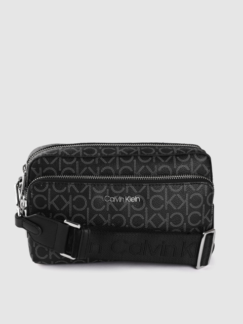 

Calvin Klein Black & Grey Brand Logo Print Sling Bag
