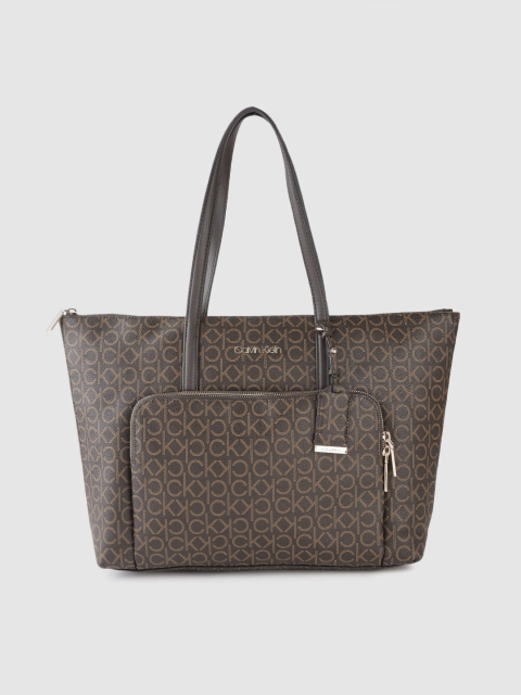 

Calvin Klein Coffee Brown Printed Structured Shoulder Bag