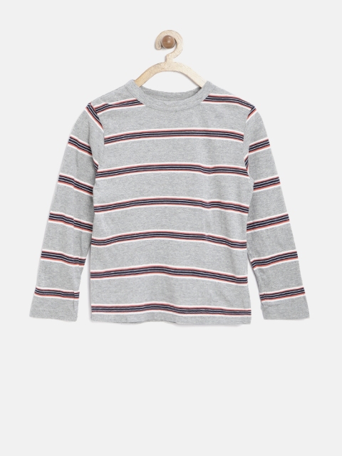 

The Childrens Place Boys Grey Melange Striped Round Neck T-shirt