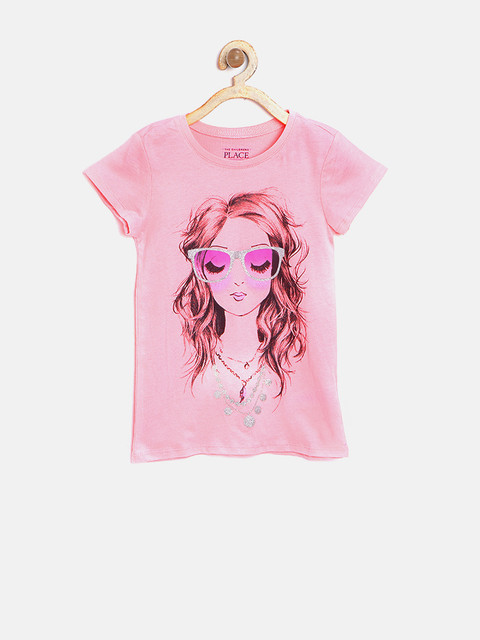 

The Childrens Place Girls Pink Printed Round Neck T-shirt