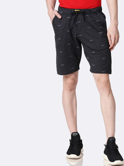 

Bewakoof Men Black Batman Printed Mid-Rise Regular Shorts