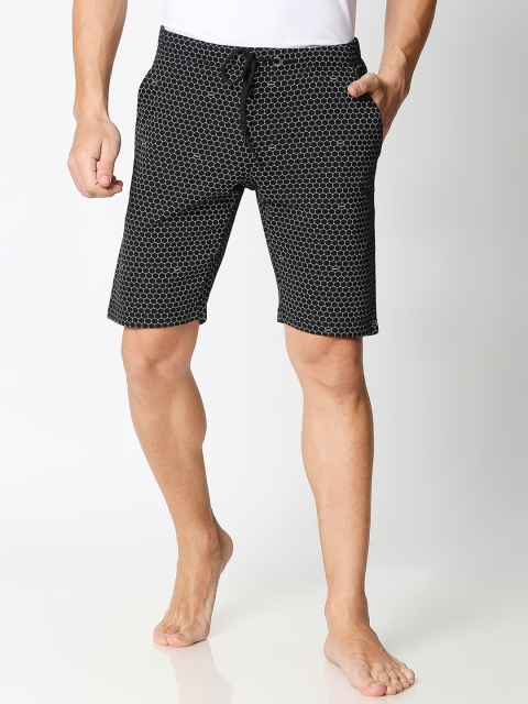 

Bewakoof Men Black Printed Mid-Rise Regular Shorts