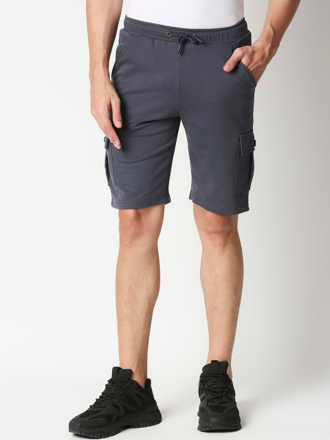 

Bewakoof Men Blue Mid-Rise Cargo Shorts