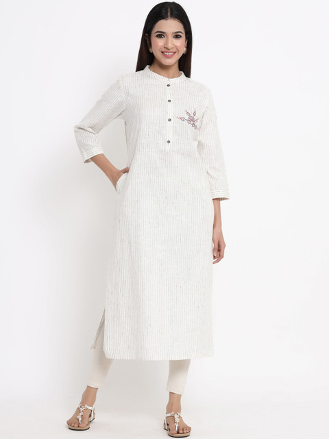 

ZOLA Women Off White Striped Kurta